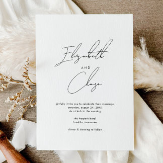Modern Calligraphy Names Stylish Wedding Invitation