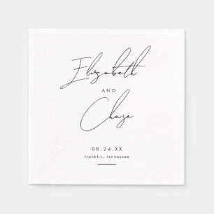 Modern Calligraphy Names Stylish Wedding Napkin