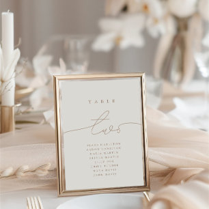 Modern Calligraphy Neutral Table Two Table Number