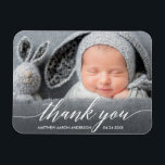 Modern Calligraphy New Baby Photo Thank You Magnet<br><div class="desc">Modern Calligraphy New Baby Photo Thank You Magnet</div>
