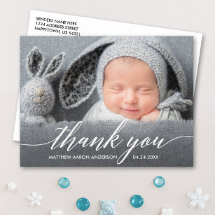 Modern Calligraphy New Baby Thank You Postcard