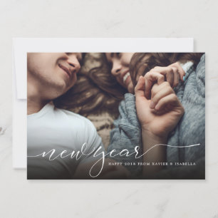 Modern Calligraphy New Year Holiday Photo Card