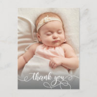 Modern Calligraphy Newborn Baby Photo Thank You