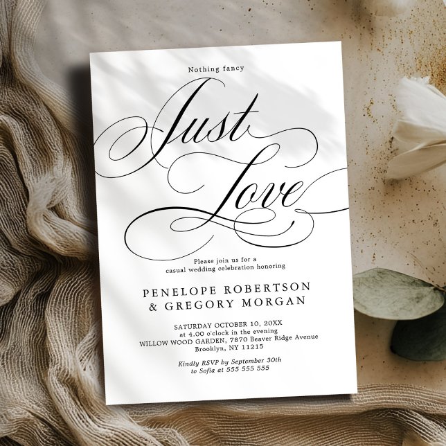Modern calligraphy nothing fancy just love wedding invitation (Modern calligraphy nothing fancy just love wedding invitation)