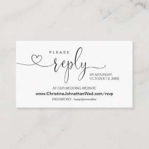 Modern calligraphy, Online RSVP at Wedding Website Enclosure Card