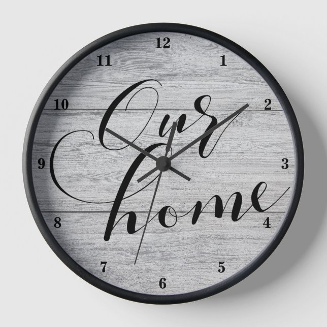 Modern Calligraphy Our Home Clock (Front)