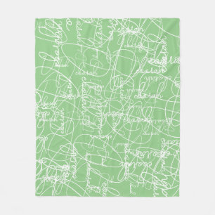 Modern Calligraphy Pattern of Signatures Sage Fleece Blanket
