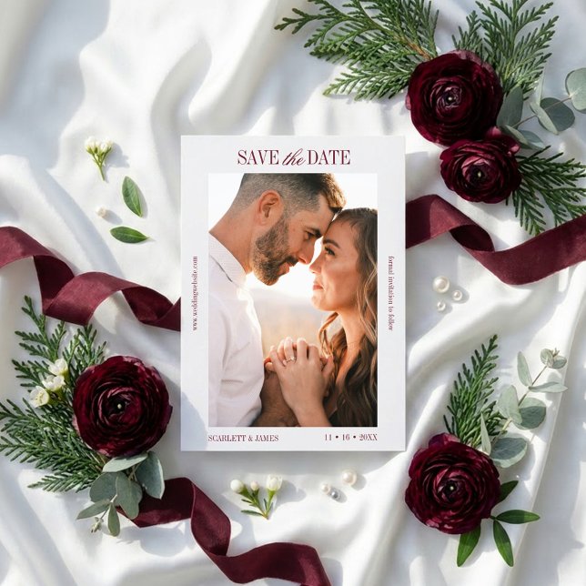 Modern Calligraphy Personalised Photo Wedding Save The Date (Creator Uploaded)