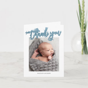 Modern Calligraphy Photo Baby Thank You Card