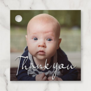 Modern Calligraphy Photo Baptism Thank You Favour Tags