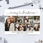 Modern Calligraphy  Photo Collage Christmas Card<br><div class="desc">Simple,  beautiful & trendy Merry Christmas postcard design with photo collage.</div>