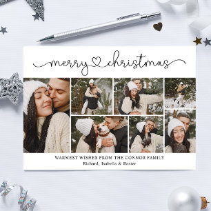 Modern Calligraphy Photo Collage Christmas Card