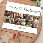 Modern Calligraphy Photo Collage Merry Christmas  Postcard<br><div class="desc">Simple,  beautiful & trendy Merry Christmas postcard design with photo collage.</div>