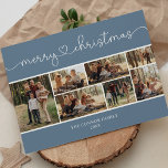 Modern Calligraphy Photo Collage Merry Christmas Postcard<br><div class="desc">Simple,  beautiful & trendy Merry Christmas postcard design with photo collage.</div>