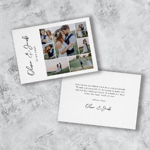 Modern Calligraphy Photo Collage Wedding Thank You Card