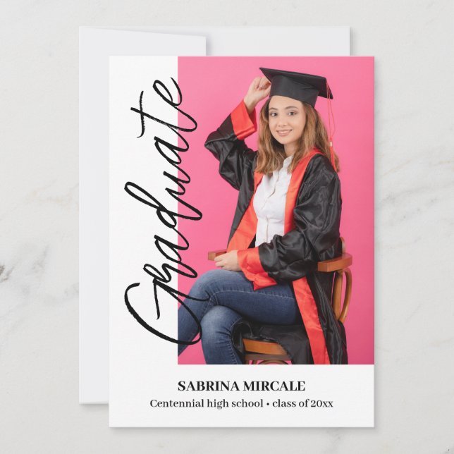 Modern Calligraphy Photo Graduate Announcement (Front)