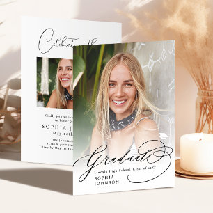 Modern Calligraphy Photo Graduation Announcement