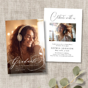 Modern Calligraphy Photo Graduation Announcement