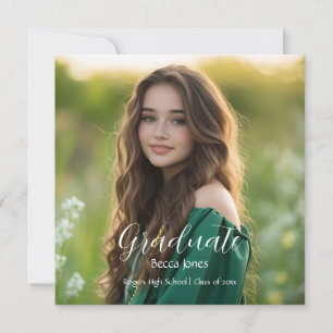 Modern Calligraphy Photo Graduation Invitation