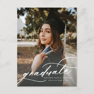 Modern Calligraphy Photo Graduation Postcard