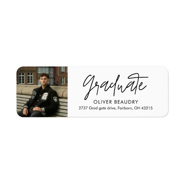 Modern Calligraphy Photo Graduation Return Address (Front)