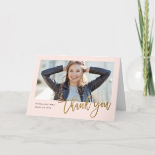 Modern Calligraphy photo graduation Thank You Card