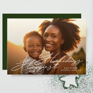 modern calligraphy photo Happiest Holiday Card