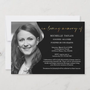Modern Calligraphy Photo In Loving Memory Funeral  Invitation