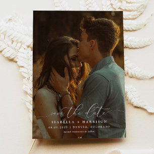 Modern Calligraphy Photo Save the Date Invitation