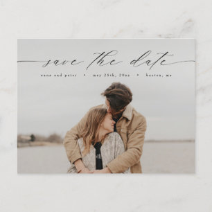 Modern Calligraphy Photo Save the Date Postcard