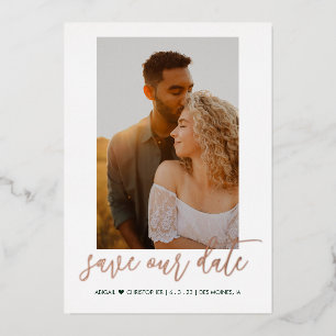 Modern Calligraphy Photo Save the Dates Engaged
