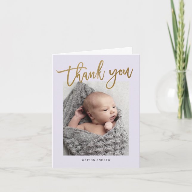 Modern Calligraphy photo thank you note Card (Front)