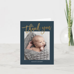 Modern Calligraphy photo thank you note Card