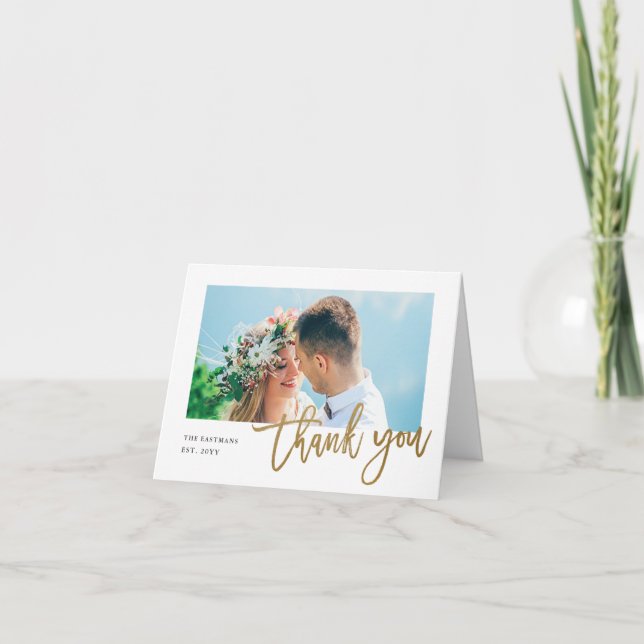 Modern Calligraphy photo thank you note Card (Front)