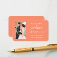 Modern Calligraphy Photo Wedding Registry Coral