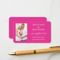 Modern Calligraphy Photo Wedding Registry Hot Pink