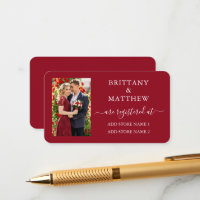 Modern Calligraphy Photo Wedding Registry Red