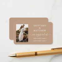 Modern Calligraphy Photo Wedding Registry Taupe
