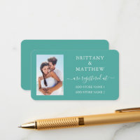 Modern Calligraphy Photo Wedding Registry Teal