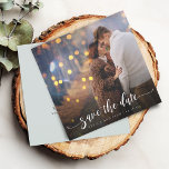 Modern Calligraphy Photo Wedding Save The Date<br><div class="desc">Modern calligraphy with swish tail and your favourite photo wedding announcement save the date.</div>