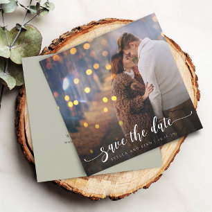 Modern Calligraphy Photo Wedding Save The Date