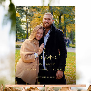 Modern Calligraphy Photo Welcome Acrylic Sign