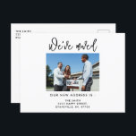 Modern Calligraphy Photo We've Moved New Address  Postcard<br><div class="desc">Personalised Moving Announcement New Home Photo We've Moved New Address Change Of Address Postcard</div>
