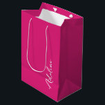 Modern Calligraphy Pink Custom Name Medium Gift Bag<br><div class="desc">This lovely custom bridesmaid gift bag features personalised name. You can easily change the background and fonts colours to match your event if you like.</div>
