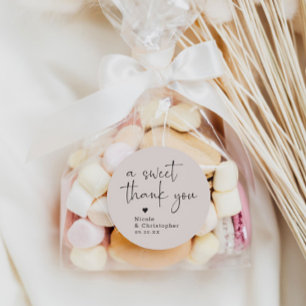 Modern Calligraphy Pink Thank You Wedding Favour Classic Round Sticker
