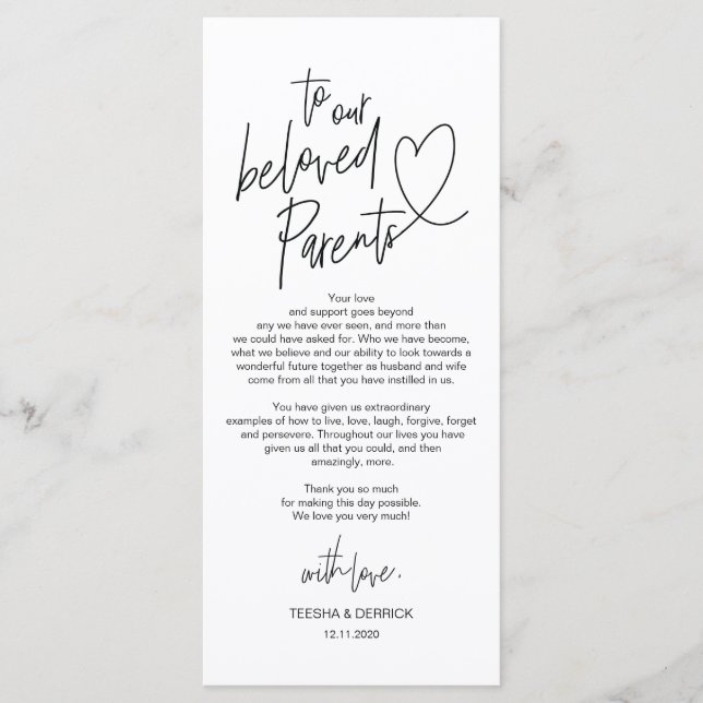 Modern calligraphy Place Setting Thank You Card (Front)