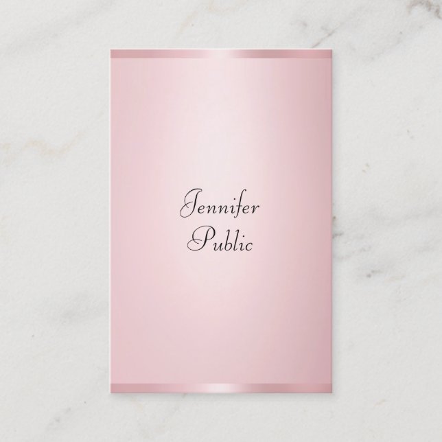 Modern Calligraphy Professional Elegant Rose Gold Business Card (Front)