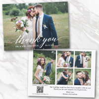 Modern Calligraphy QR Code 6 Photo Wedding