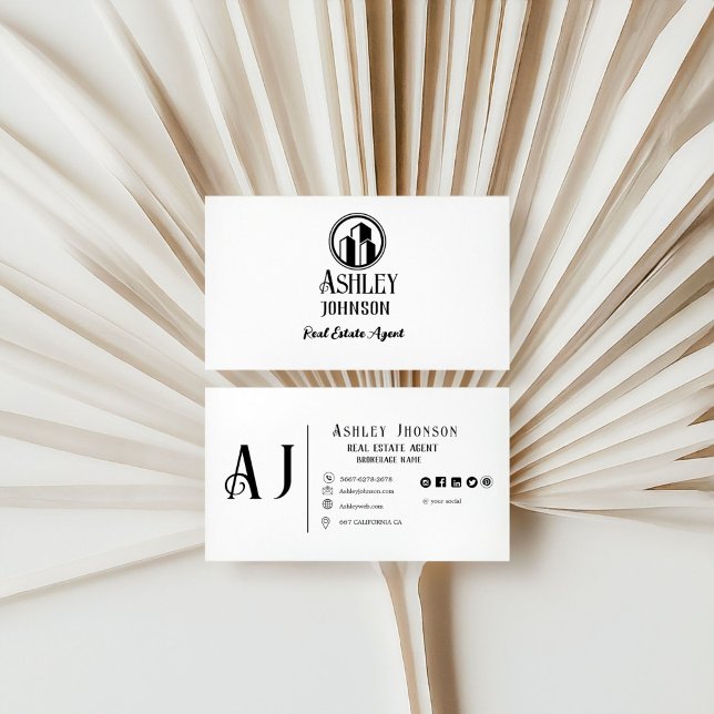 Modern Calligraphy Realtor Real Estate Marketing Business Card (Creator Uploaded)
