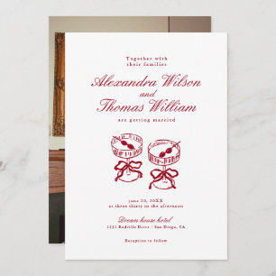 Modern Calligraphy Red Wedding Invitation